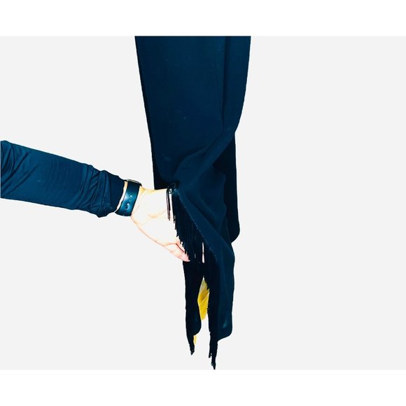 Cartise Vintage 70s Fringe Wide Leg Pants Black RARE - Picture 9 of 12